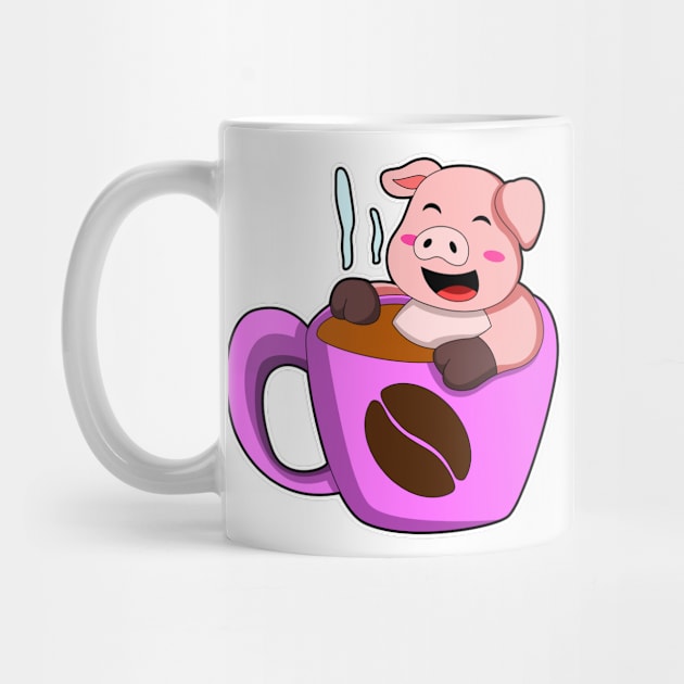 Pig with Cup of Coffee by Markus Schnabel